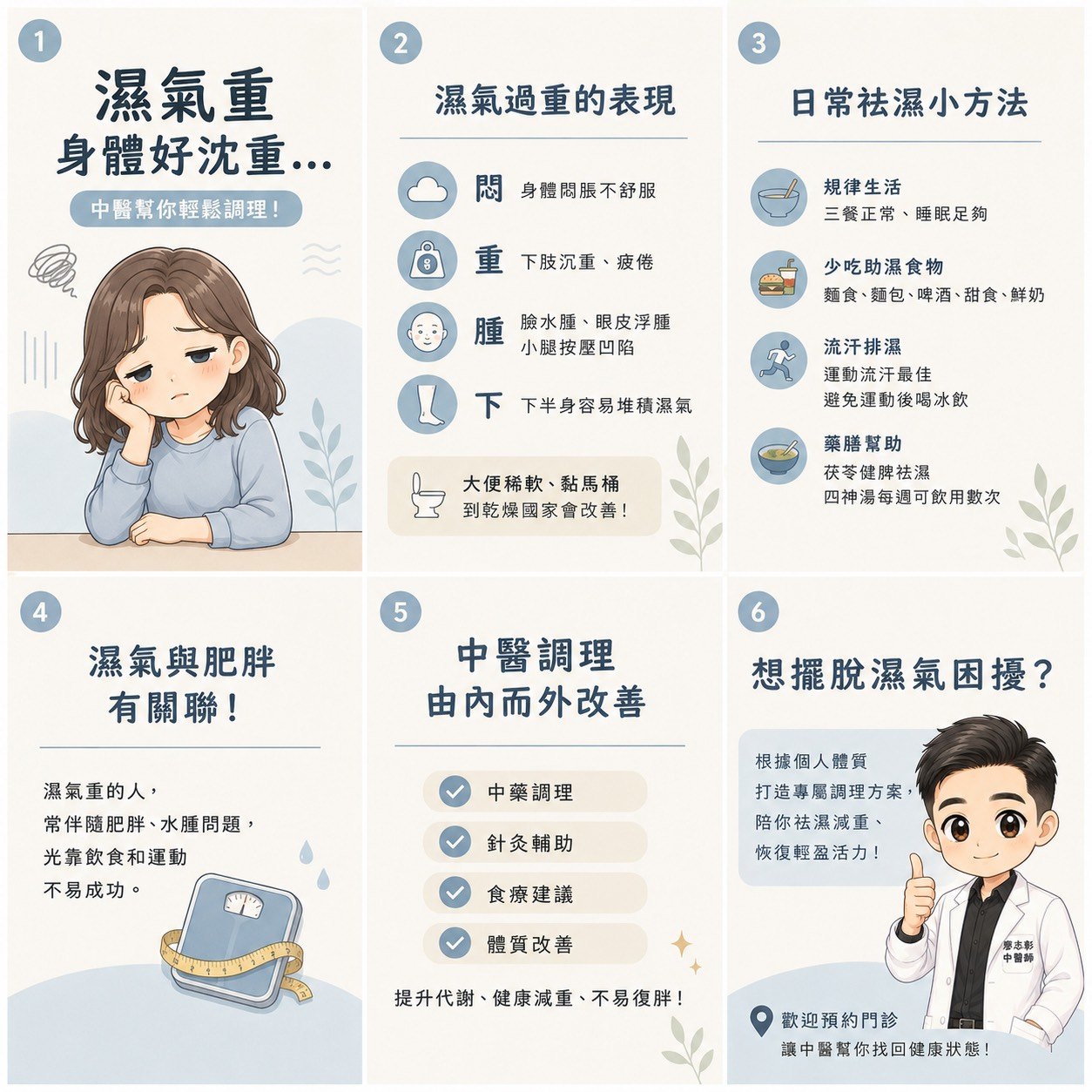 濕氣重、身體沉重、水腫與中醫減重體質調理衛教圖